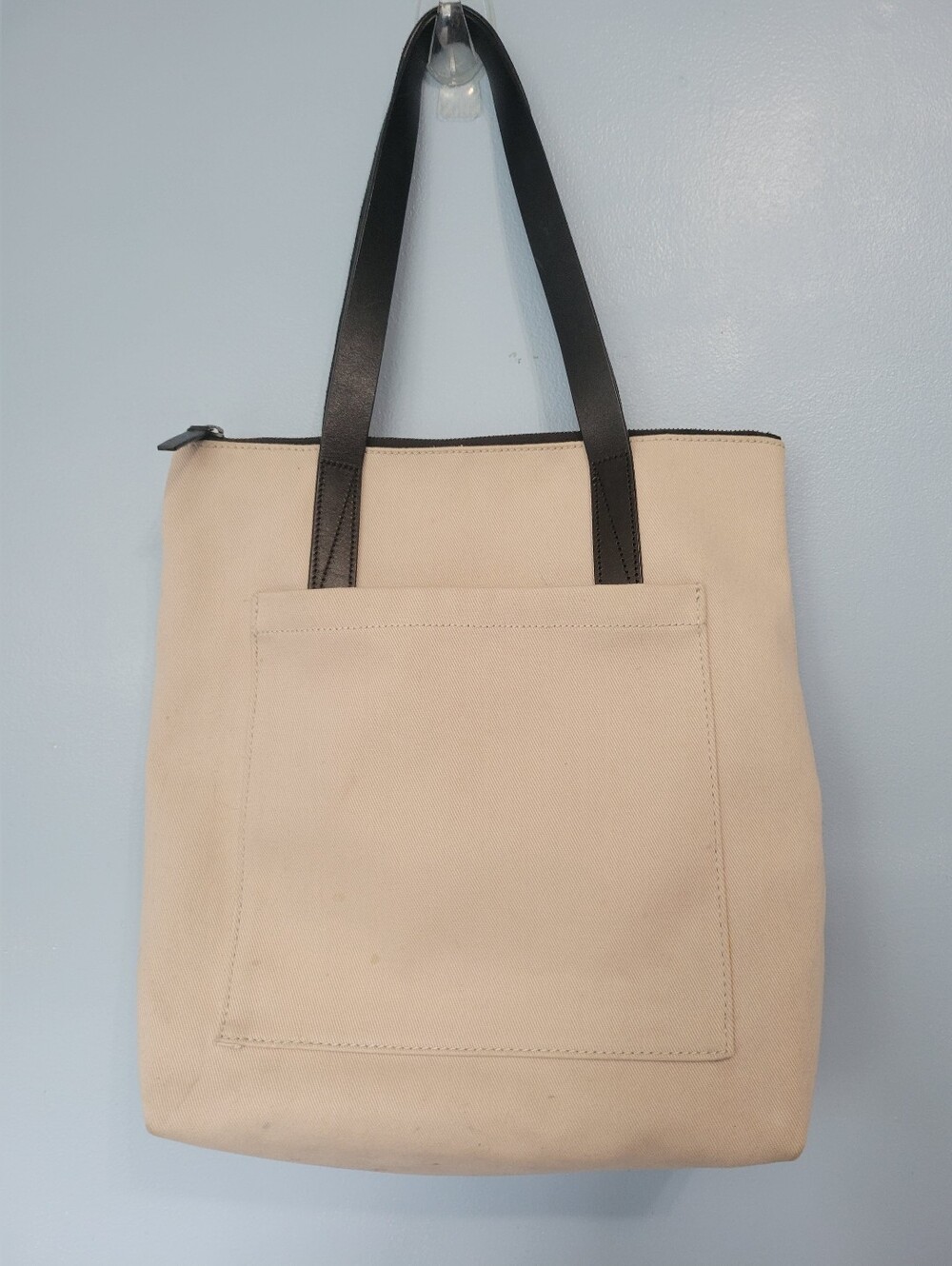 Everlane Canvas Leather Strap Tote Bag Neutral Beige